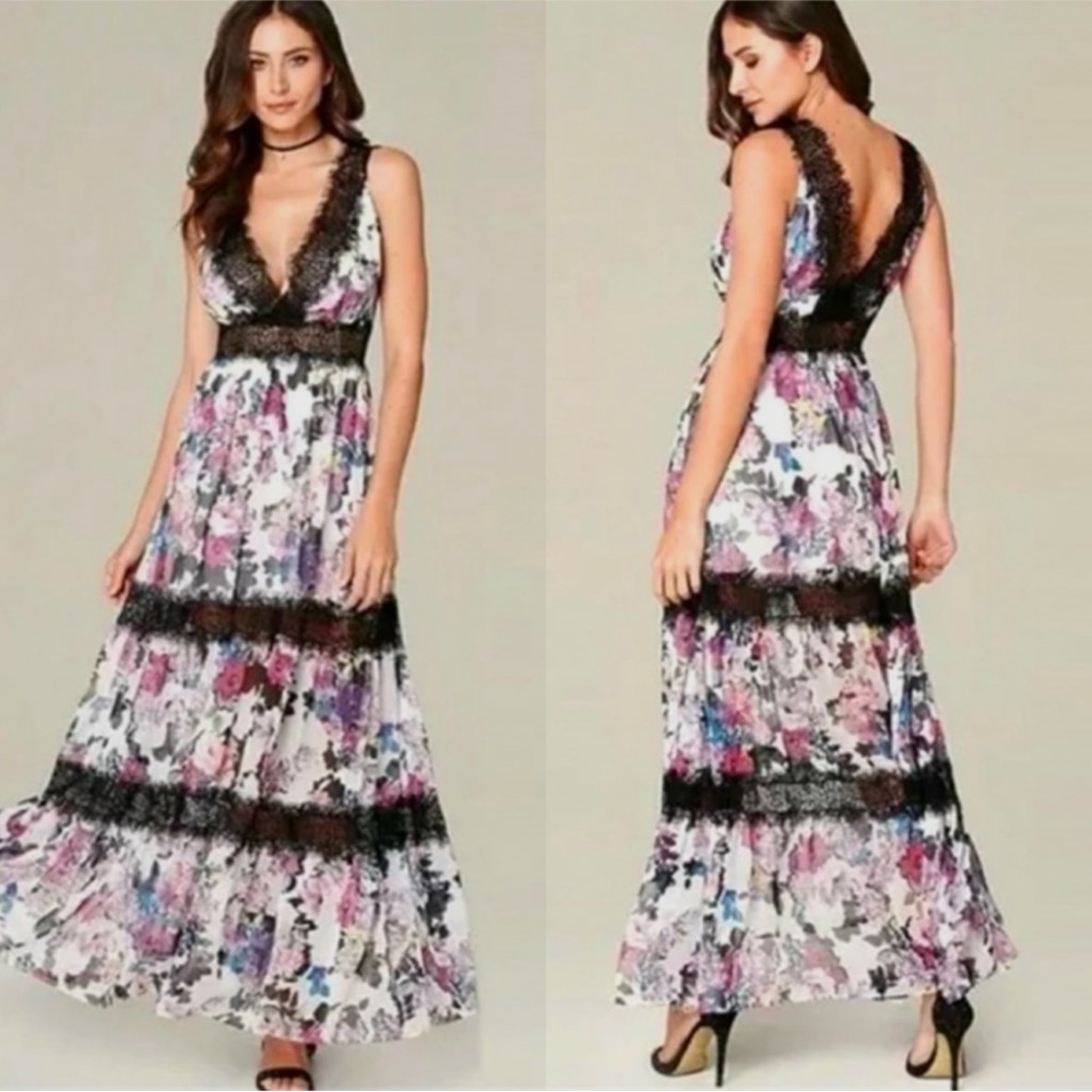 Bebe Black and White Maxi Dress